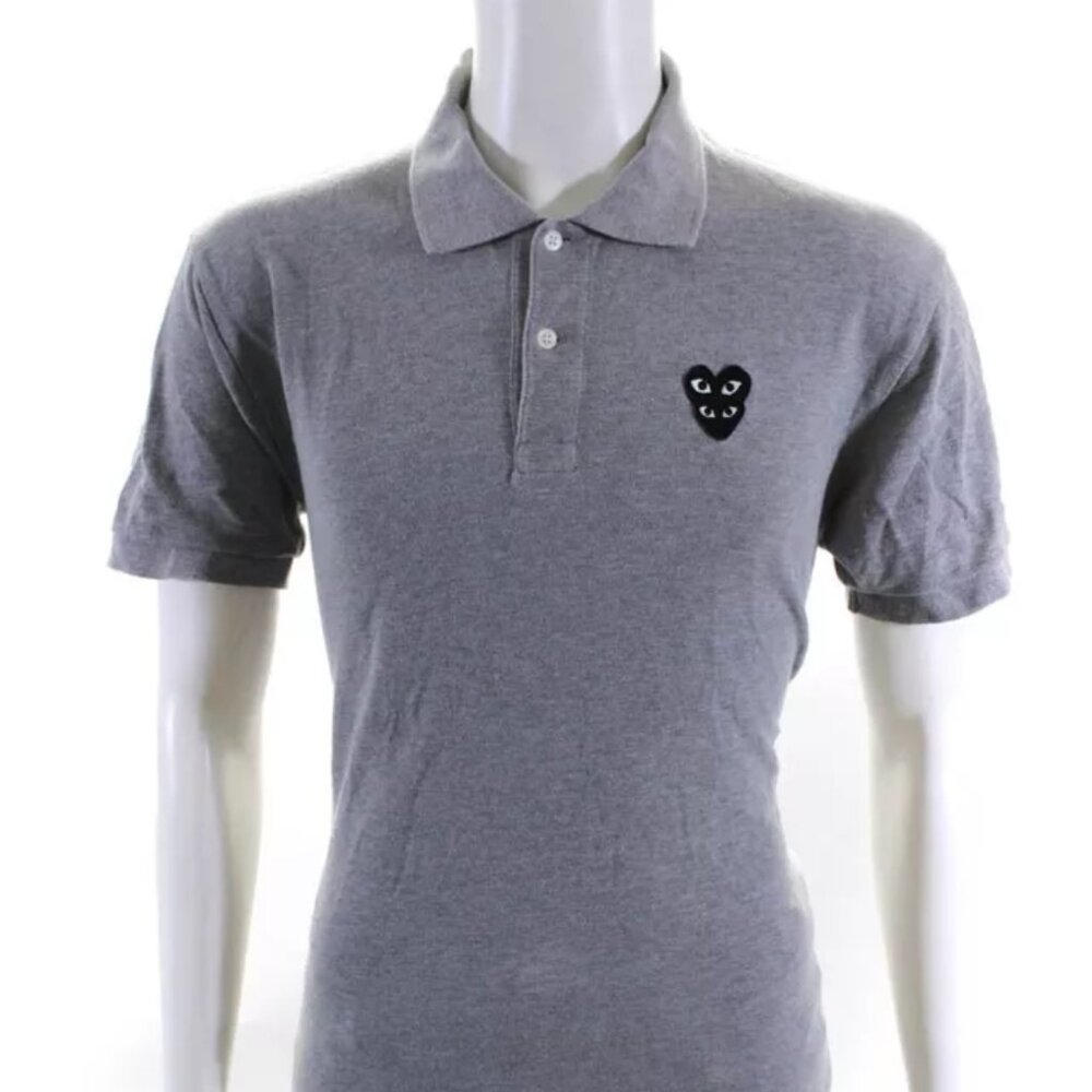 $279 Authentic PLAY COMME des GARCONS Made in JAPAN Men's Grey Polo Shirt Sz.XL
